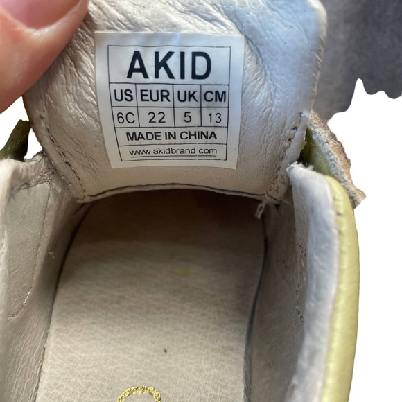 AKID size toddler 6C AXEL - LEATHER AKID EMBROIDERY [CREAM/RED] - Picture 5 of 7